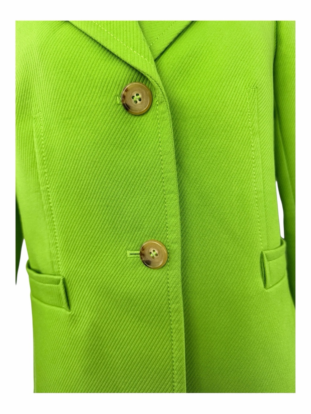 Talbots Lime/Apple Green 100% Cotton Blazer Size 8 Two Button Tailored Jacket - Picture 3 of 14